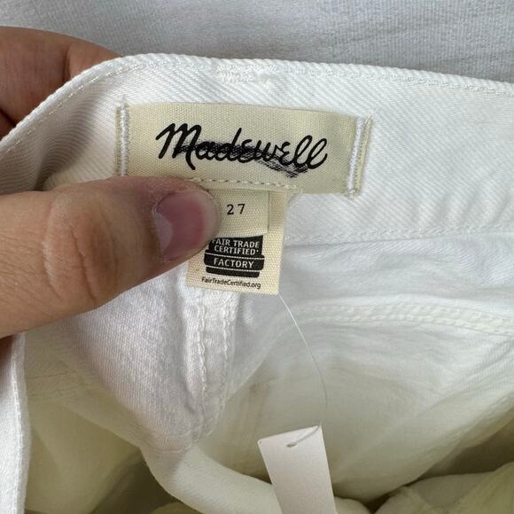 Madewell Tile White The Rilee Denim Front Slit Midi Skirt Size 27 - Picture 9 of 13